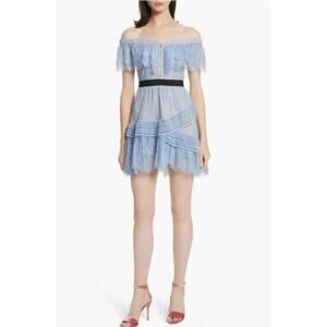 Self-portrait Off the Shoulder Lace Mini Dress